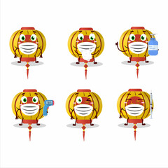 A picture of yellow chinese lamp cartoon design style keep staying healthy during a pandemic