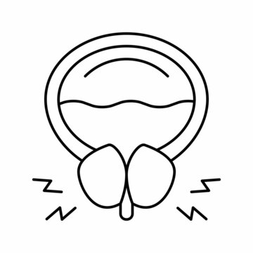 prostate blocking urine canal line icon vector illustration