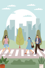 Naklejka premium three persons in crosswalk