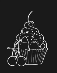 cupcake illustration hand drawn sketch