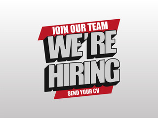 Loudspeaker with text 'we're hiring' on Quick Tips badge. Business concept for new ideas creativity and innovative solution. File has clipping path. Eps 10