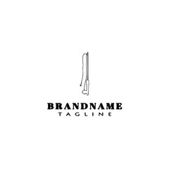 fishing rod logo cartoon design template icon black isolated illustration