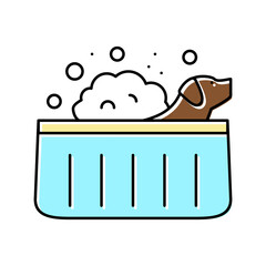 washing dog color icon vector illustration