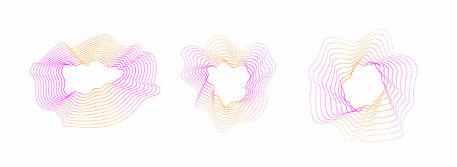 line circle of pink and yellow gradient color. Set of editable eps file. with white free spaces background 