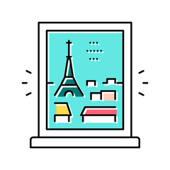 view from window on paris color icon vector illustration