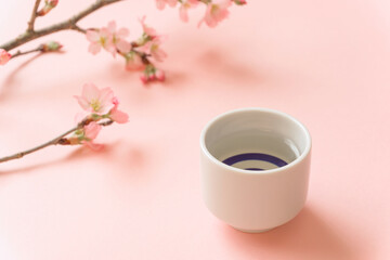 Sakura and sake. 桜と日本酒