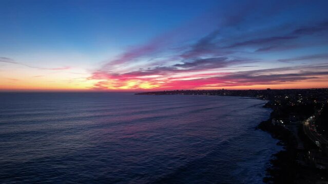 Amazing  view from Cascais coast with red sky