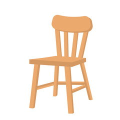 Classic wooden chair. Solid wood seat for dining table, simple natural beauty design.