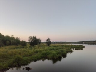 Fototapeta premium sunset over the river