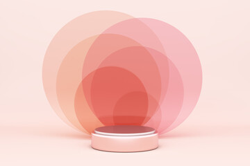 podium stand display layer glass light shadow dark pink commercial skin care advertisement concept stylish cosmetics lip lipstick makeup. minimal studio scene colorful pink pastel. 3D Illustration.