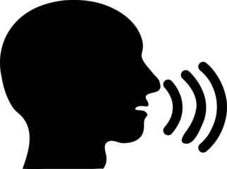 Speak icon, talk or talking person sign, speech icon for interview, interact and talks controls, man with open mouth.eps