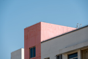 Good weather under the blue sky, colorful architectural parts