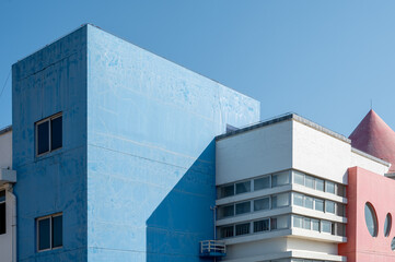 Good weather under the blue sky, colorful architectural parts