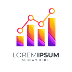 data statistic download icon design gradient color combination purple and orange can be use for logo, icon or landing page illustration