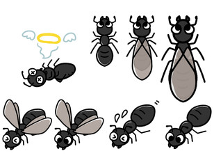 かわいいクロアリのキャラクター　セット