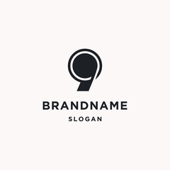 Number 9 logo icon design template 