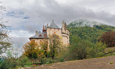 View to Ch&acirc;teau de Menthon-Saint-Bernard castle close to Annecy