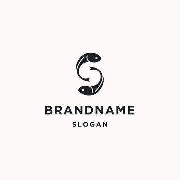 Letter s fish logo icon design template 