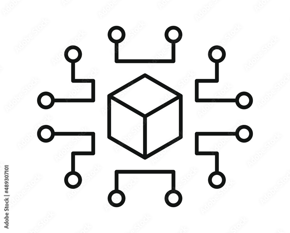 Aufkleber Blockchain network icon design template. Crypto currency smart contract protocol. Global data linked online.