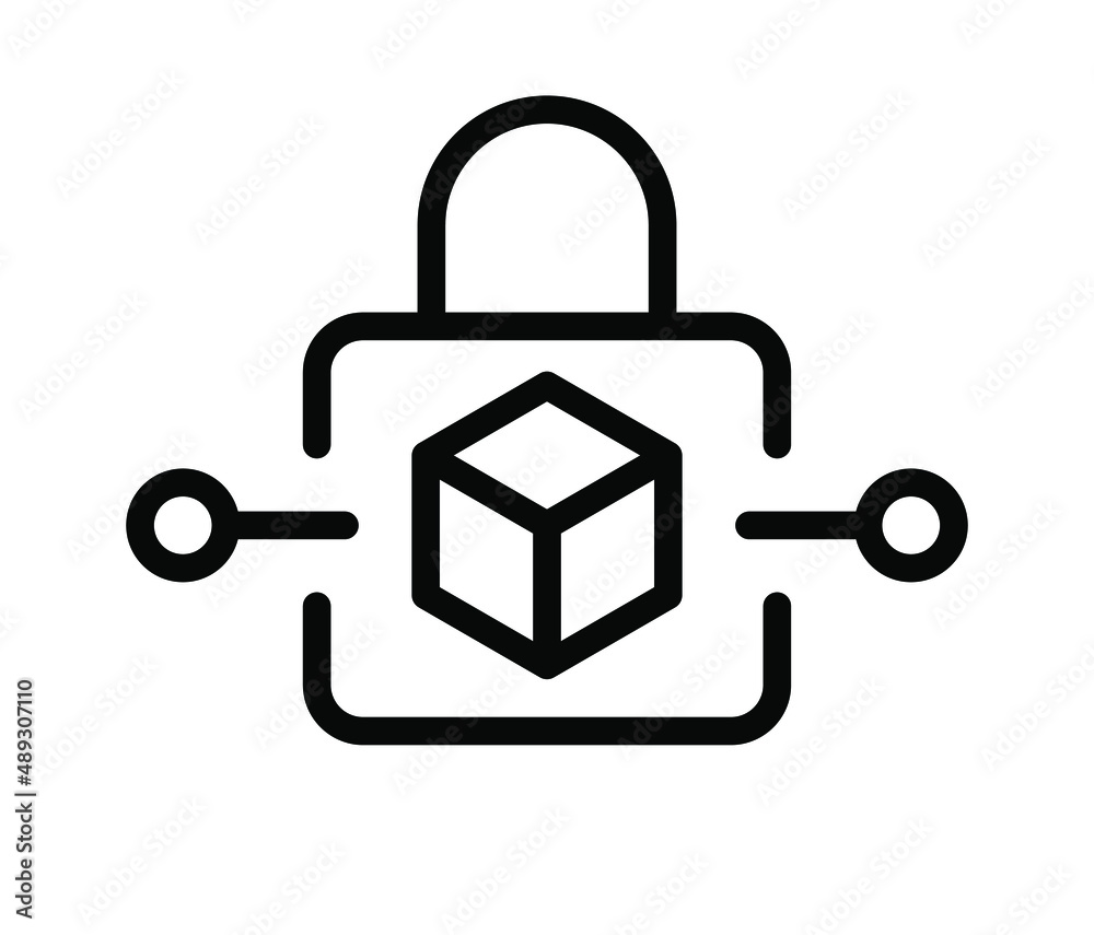 Aufkleber Blockchain lock in padlock icon design template. Security protection system symbol.