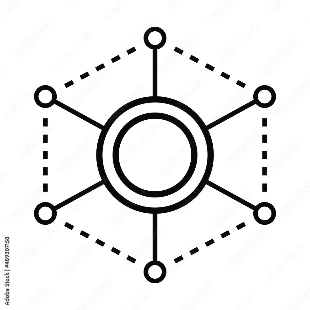Aufkleber Blockchain technology global network icon design template. Digital Crypto currency smart contract protocol. Global data linked online.