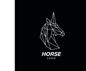 Abstract pegasus horse with polygonal shape logo