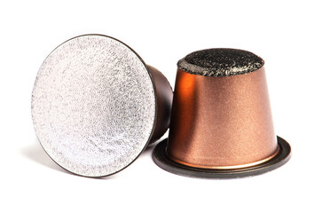 Coffee capsules for the coffee machine. White background.