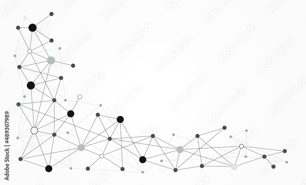 Aufkleber Global network connected dots and lines technology fintech background template. Blockchain linked people digital database graphic vector.