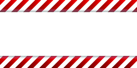 Realistic modern red and white striped line background template with blank empty space. Construction safety and carnival festival sign banner.