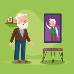 old grandfathers in smartphones