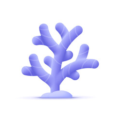 Coral, coral reef. Ocean plants, underwater species, sea ocean flora and fauna, marine creatures. 3d vector icon. Cartoon minimal style.