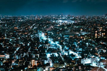 Fototapeta na wymiar 三軒茶屋から世田谷区の住宅街の夜景
