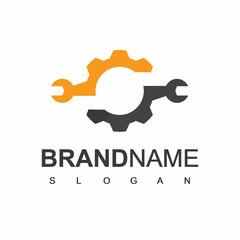 Service And Repair Logo Template Wrench And Gear Symbol