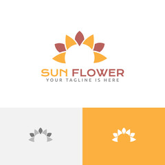 Fototapeta na wymiar Bright Sunflower Sun Flower Floral Florist Logo Template