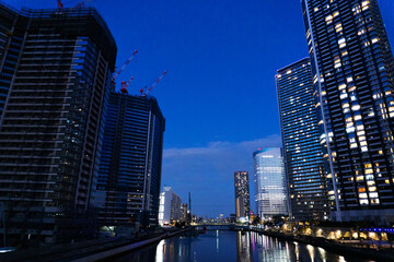 Fototapeta na wymiar Night view of high-rise condominiums in Tokyo, Japan_41