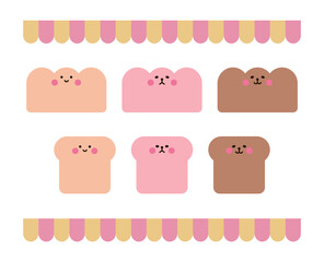 A set of cute concept bread character illustrations.