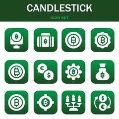 candlestick icon set. Vector thin line illustrations related with Bitcoin, Bitcoin and Bitcoin