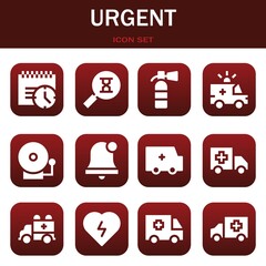 urgent icon set. Vector thin line illustrations related with Deadline, Sandclock and Extinguisher