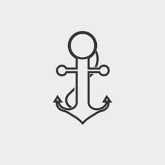 Anchor vector icon solid grey
