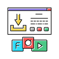 download window with buttons color icon vector illustration