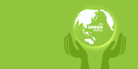 Earth Day is held in hands. Energy conservation, environmental preservation, and long-term development are all concepts that are being explored. Ecology concept