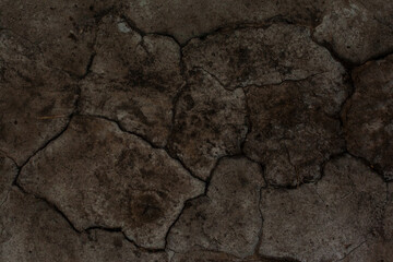 Texture of the dried earth. Dark brown background with cracks and hollows. Drought and lack of...