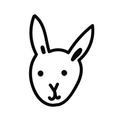Vector simple black line bunny illustration for Easter hand drawn. Single spring holiday animal picture in doodle style. Design for stickers, social media, cards, packaging, printing.