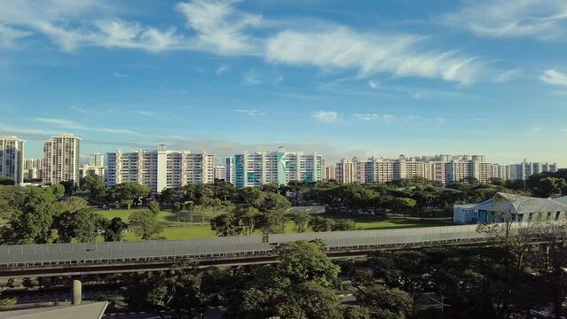 
Morning Timelapse of Singapore neighbourhood in good sunny weather with transportation
