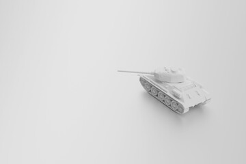 Heavy tank 3D model, white tank on white background