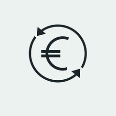 Euro rotation vector icon solid grey