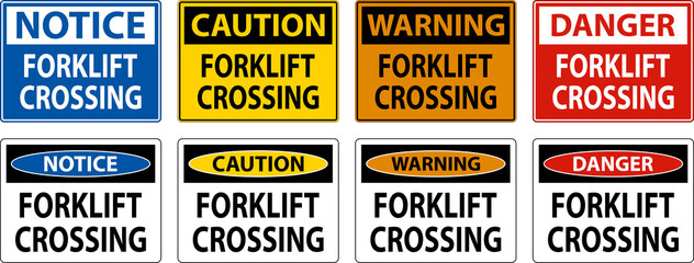 Slow Forklift Crossing Sign On White Background