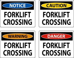 Slow Forklift Crossing Sign On White Background