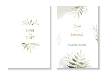 Doble side of jungle invitation card frame postcard template with text sample