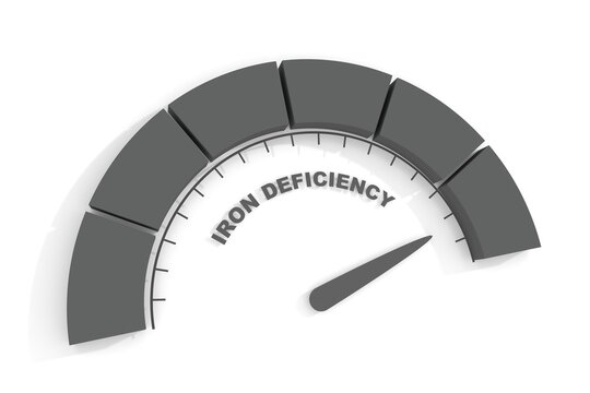 Iron deficiency process measuring. Scale with arrow. 3D render